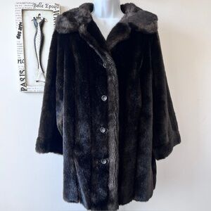 Vintage Dubrowsky & Joseph Tissavel France Brown Faux Fur Swing Coat Size 10